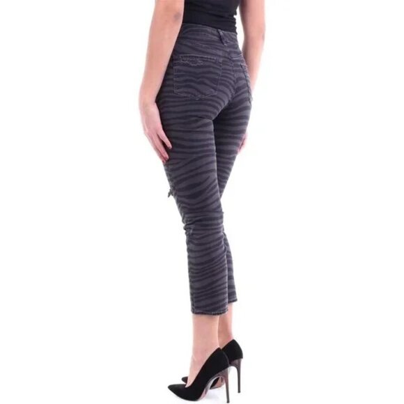 NWT J Brand black grey animal print distressed high rise crop jeans - Picture 3 of 5